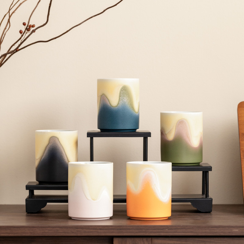 Nhìn thấy núi gradient cốc thẳng phong cách Trung Quốc gốm sứ uống trà cốc chủ nhân cốc trà cá nhân cốc lưu niệm sự kiện lễ hội