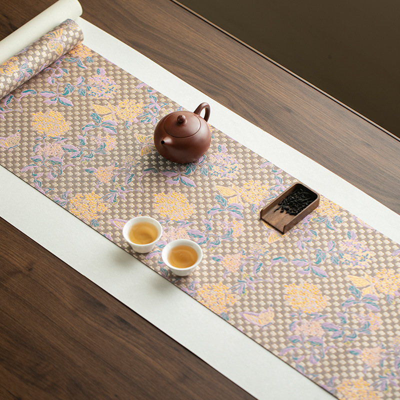 Thảm trà không thấm nước mới phong cách Trung Quốc thiền hiện đại đơn giản tấm lót bàn trà khăn trải bàn bàn trà cao cấp sang trọng nhẹ