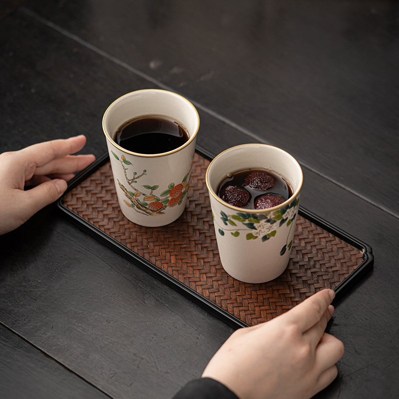 Cốc trà men màu xám thực vật cốc chủ nhân lớn cốc sữa gia dụng cốc cà phê cốc Coca Cốc pha trà cốc nước sáng tạo