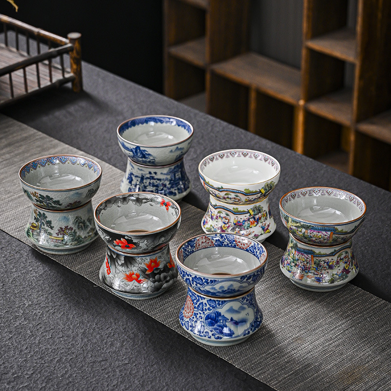 Bộ lọc trà bùn đất sét cũ Bộ lọc trà Bộ lọc trà Lưới pha trà Cốc gốm sứ Bộ lọc trà tích hợp cổ Bộ trà Bán buôn