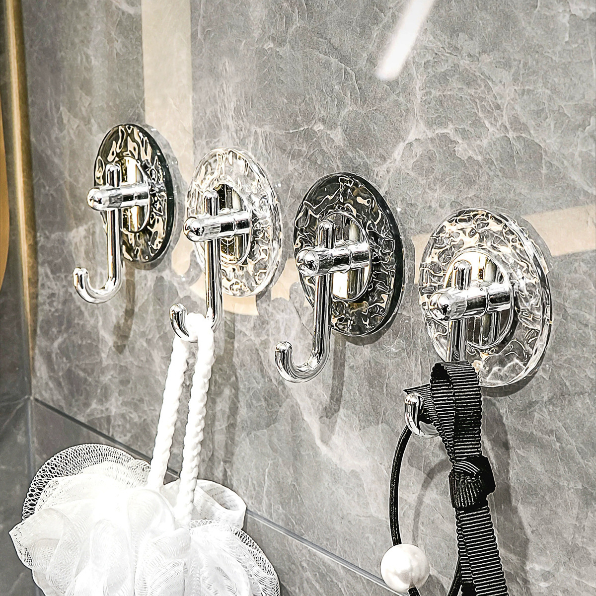 Móc treo sang trọng nhẹ viscose chịu lực mạnh mẽ không đục lỗ nhà bếp phòng tắm tường phòng tắm khăn mặt sau cửa móc dính liền mạch