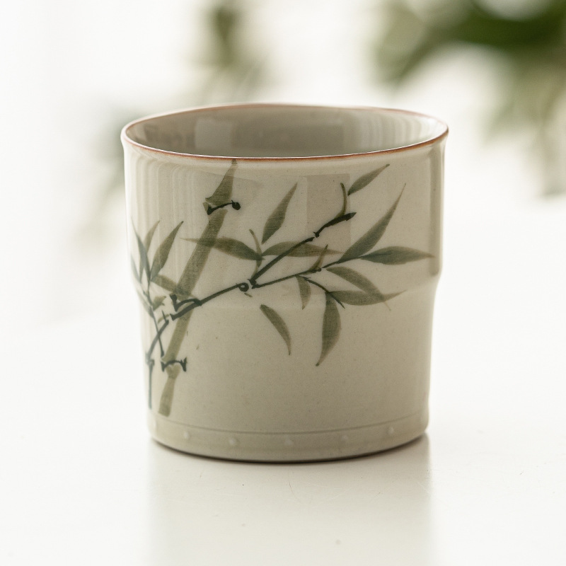 Cốc trà tre xanh ngọc bích cốc chủ nhân cốc đơn dụng cụ trà Kung Fu kiểu Trung Quốc gia dụng cốc trà gốm sứ đãi khách cốc trà lớn