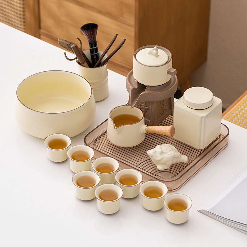 Bộ ấm trà Ru Kiln kiểu mới 2024 Bộ ấm trà Kung Fu bán tự động dành cho người lười gia dụng bán buôn ấm pha trà cao cấp sang trọng nhẹ
