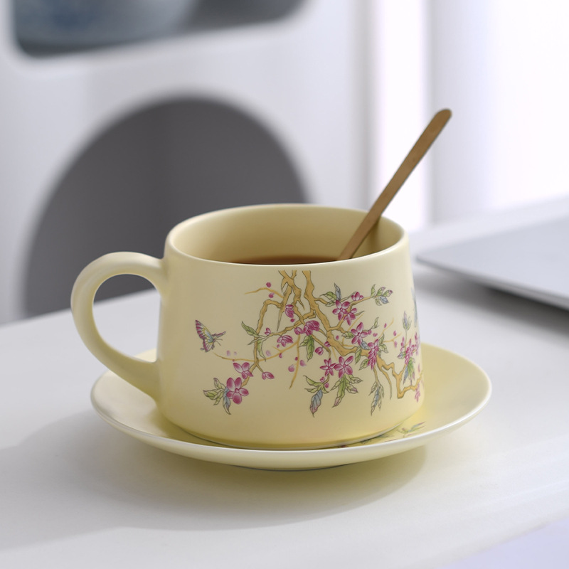 Cà phê hoa tử đằng, cốc trà gốm sứ, cốc uống nước, cốc pha trà, cốc trà chiều, hộp quà tặng bằng gốm sứ