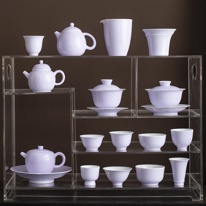 | Don't Nian | Bộ ấm trà màu tím "Hoa oải hương" nguyên bộ bát có nắp, nung gốm sứ lớn màu tím khử nhiệt độ cao