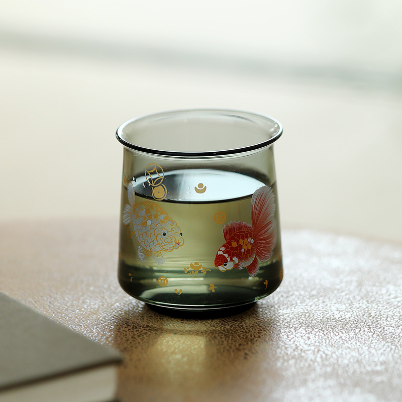 Jinyumantang handmade đính thủy tinh chịu nhiệt chủ cốc lớn cốc trà hộ gia đình kung fu trà trà cốc đơn