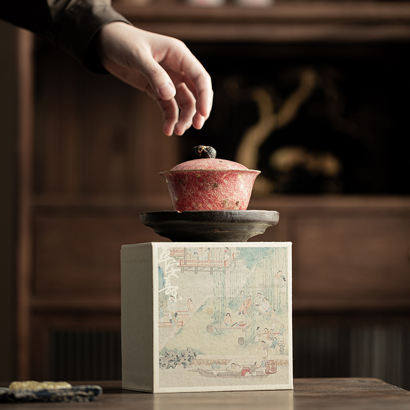 Đá mỏ gốm màu Fulu Sancai có nắp, gốm sứ cổ điển kiểu Trung Quốc, trà, trà, trà, trà, bộ trà Kung Fu, hộp quà