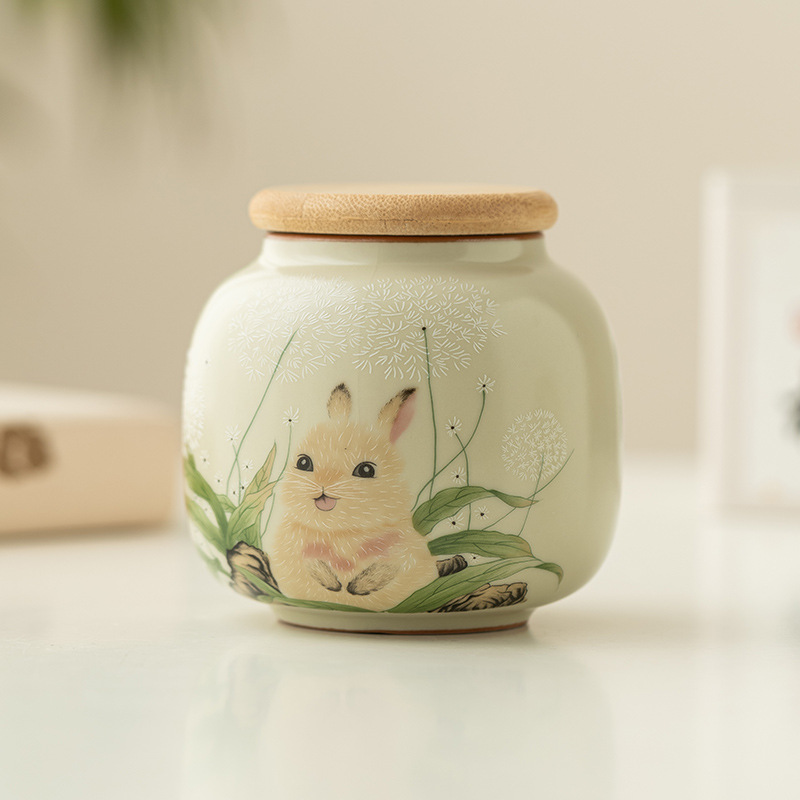 Bình trà thỏ dễ thương Ruyao, bình cầm tay, Bình đựng trà, bình đựng trà cao cấp, kín, chống ẩm