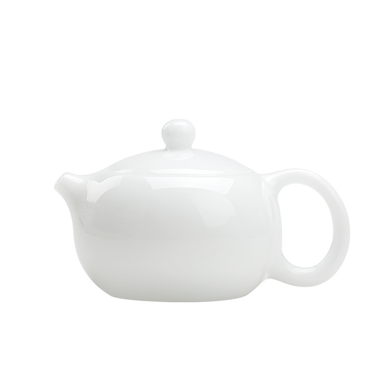 Đá ngọc Sứ mỡ cừu Ngọc Ấm trà nhỏ ấm trà Xi Shi ấm trà đơn sứ trắng Dehua Kung Fu ấm trà gia dụng