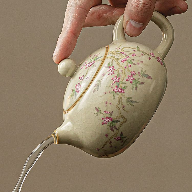 Ấm trà Xishi Lò Ru Vàng Ấm trà Dụng cụ trà đạo Kung Fu Ấm trà đơn dụng cụ pha trà gốm sứ gia dụng Ấm pha trà