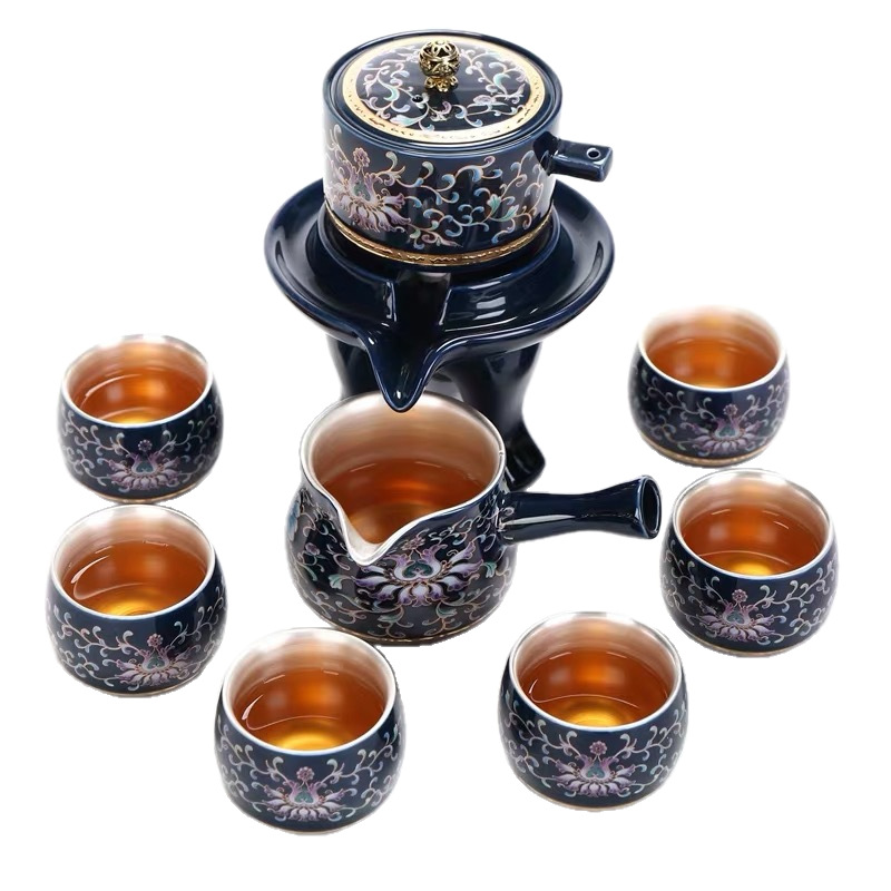 Bộ tách trà mạ bạc Jingdezhen Bộ trà Kung Fu gia đình Dụng cụ pha trà tự động Hộp quà tặng cao cấp