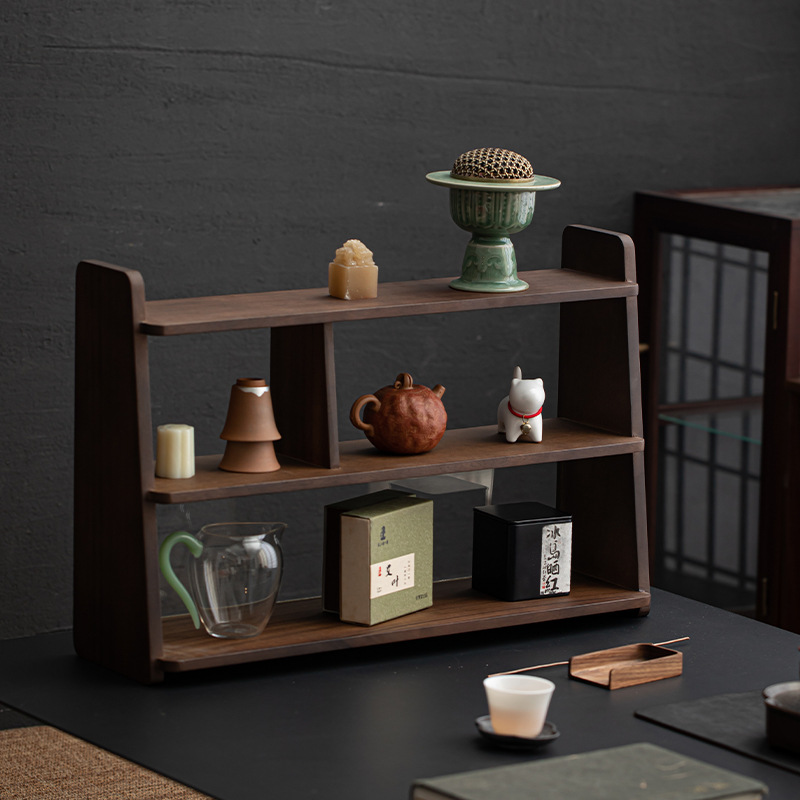 Giá để đồ Bộ trà Gỗ Óc Chó, giá để tách trà gỗ nguyên khối, ấm trà loại nhỏ để bàn gia dụng, Giá để đồ Bogu