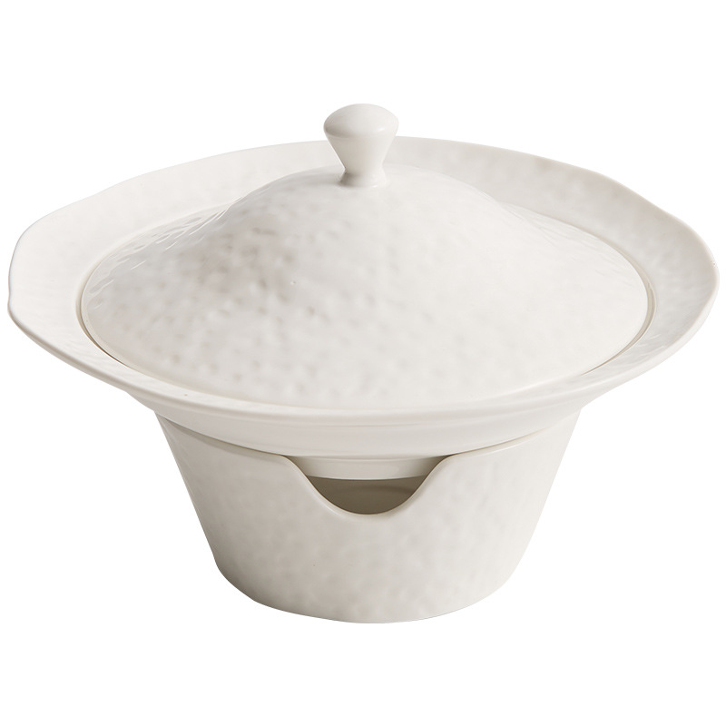 Bộ đồ ăn khách sạn Minglu bát súp gốm sứ nến cồn thương mại cách nhiệt nồi khô đĩa rau bếp nấu nóng nồi canh chén yến