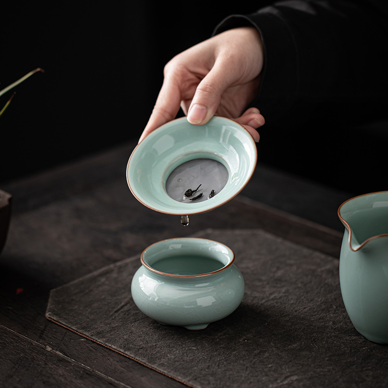 Phụ kiện bộ trà lọc trà gốm sứ lò Ruhu phụ kiện bộ lọc trà gia dụng bộ lọc trà lá lọc lưới cách ly trà