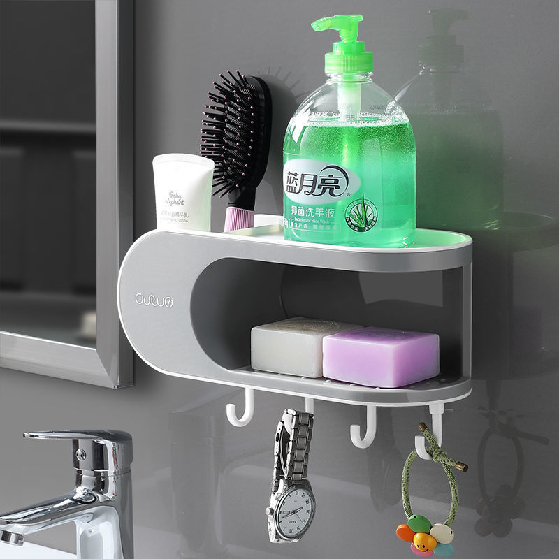 Giá để đồ Hộp xà phòng hai tầng không đục lỗ sáng tạo thoát nước cốc hút phòng tắm Treo Tường Hộp đựng xà phòng tắm gia dụng