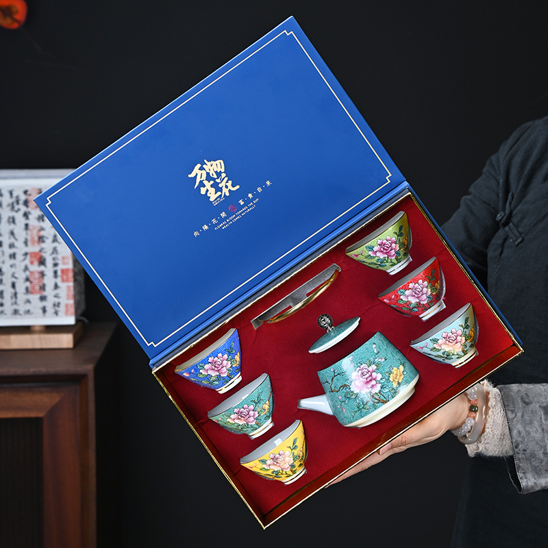 Bộ ấm trà gốm sứ gốm sứ bộ ấm trà gia dụng cốc trà gia dụng