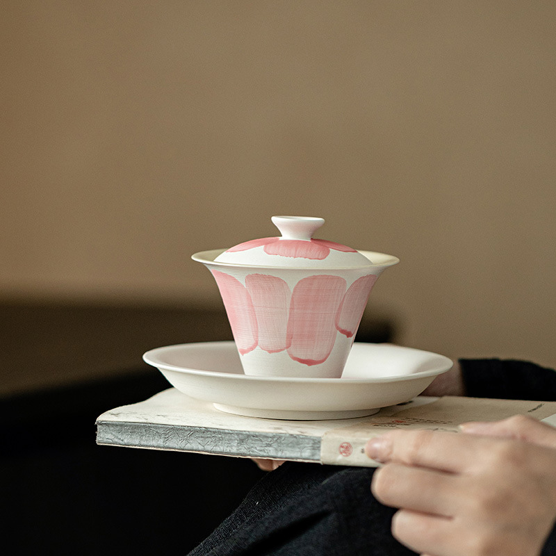 Bột phong cách Nhật Bản, nước trắng, bột, móng ngựa, bát có nắp thứ hai bằng gốm sứ, bát trà cỡ lớn, tách trà, trang nhã và thanh lịch