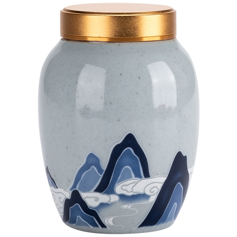 Hũ đựng trà gốm sứ hũ đựng trà nhỏ chống ẩm hũ đựng đồ gia dụng