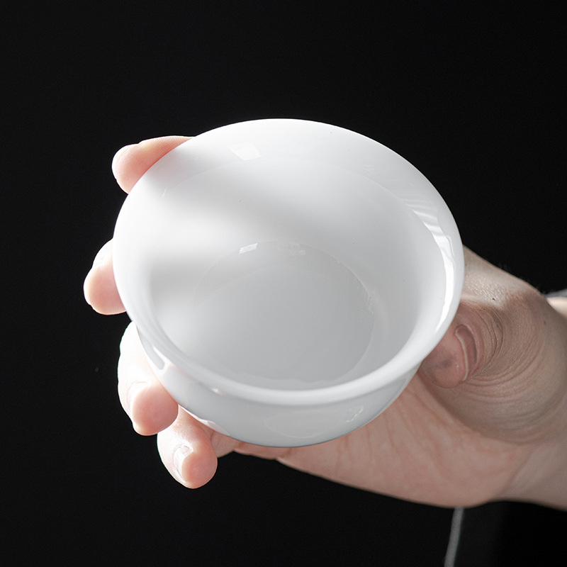 Cốc trà sứ trắng bằng ngọc bích loại đá cốc trà sứ mỏng bằng ngọc bích mỡ cừu cốc trà cốc đơn Bát trà Kung Fu Cốc ép tay