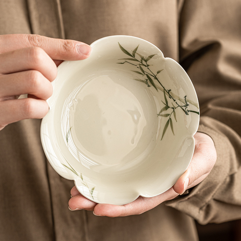 Bình đựng cánh hoa Măng tây xanh ngọc bích, bình đựng trà gốm sứ gia dụng, khay đựng trà Kung Fu, khay đựng đồ ăn nhẹ giải khát Zen