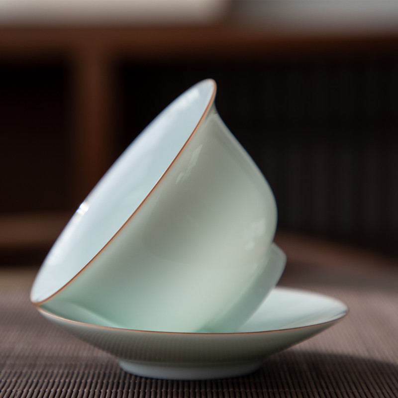 Jingdezhen Yingqing Sancai Bát trà Cốc trà Bộ trà Kung Fu gia dụng đơn chống bỏng Lốp mỏng Cốc pha trà Bán buôn