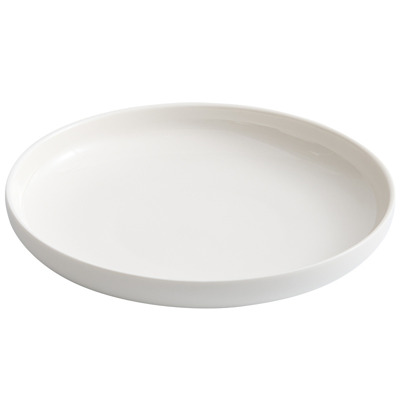 Đĩa phẳng bằng sứ trắng Dehua Đĩa đĩa gia dụng Đĩa ăn phương Tây cao cấp Đĩa bít tết mì Ý Đĩa bộ đồ ăn khách sạn Đĩa nông