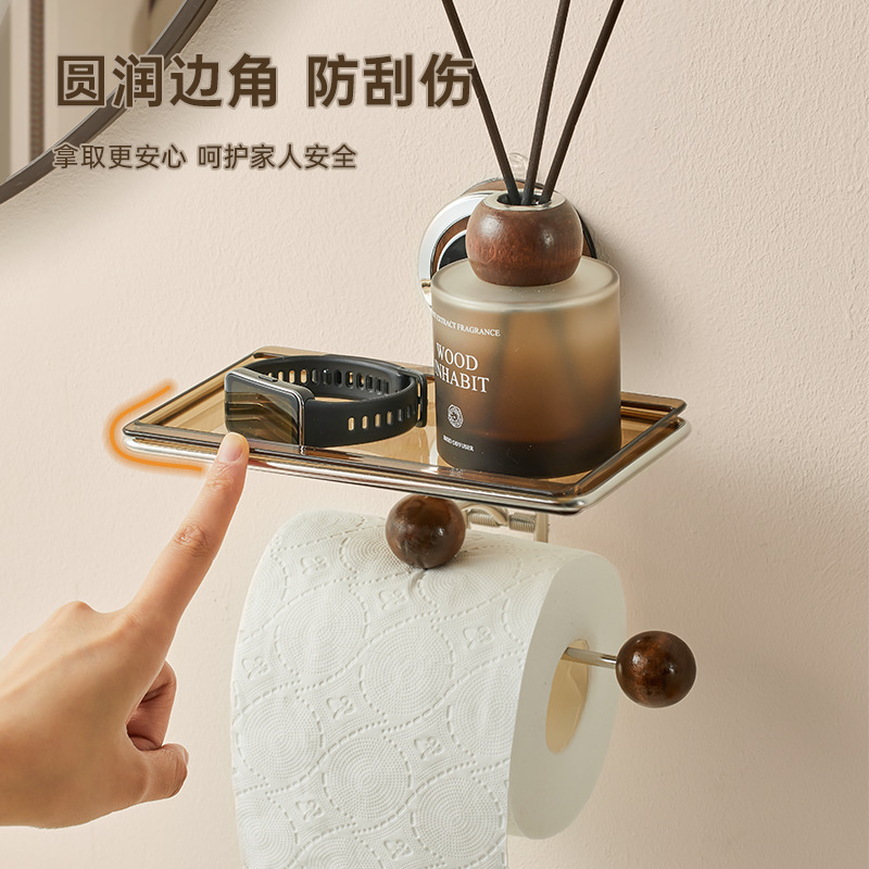 Hộp đựng giấy vệ sinh nhà vệ sinh cốc hút phong cách thời trung cổ Giá để giấy cuộn nhà vệ sinh không cần đục lỗ Giá treo tường bằng thép không gỉ