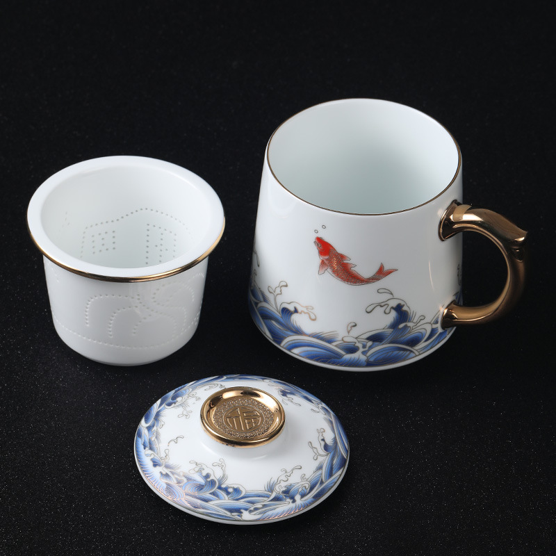 Cốc cốc dung tích lớn có nắp lọc gốm bên trong cốc pha trà cốc tách trà văn phòng hộp quà bán buôn