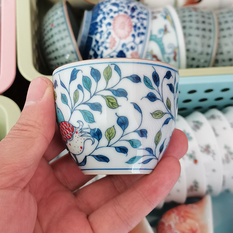 Cốc trà gốm sứ Jingdezhen, cốc chủ bộ trà Kung Fu, cốc trà đặc biệt dành cho nam và nữ, cốc khách, cốc đơn màu xanh và trắng cổ