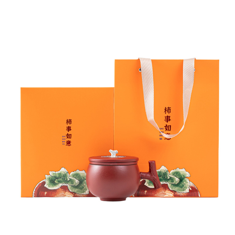 Bộ trà kinh doanh cao cấp Tử Cấm Thành Màu đỏ Văn hóa và Sáng tạo Chén tách trà Nước Hồng Ruyi Công ty Đồng hành Quà tặng In