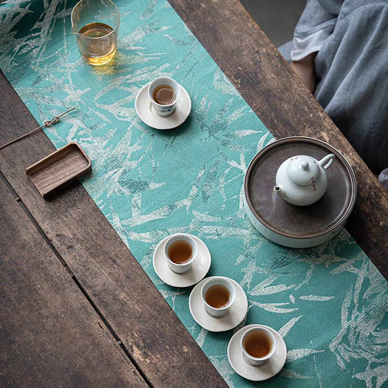 Khăn trải bàn hình chữ nhật lá cờ trà lớn dùng trong gia đình tiệc trà kiểu Trung Quốc đệm cách nhiệt Bộ trà Kung Fu Khăn trà pha khô