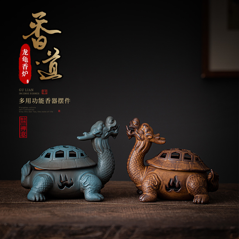 Lư hương Longgui, lư hương đĩa gốm lớn, Lò nung cổ, Máy xông hương gỗ đàn hương Trầm Hương, đồ trang trí gia dụng may mắn
