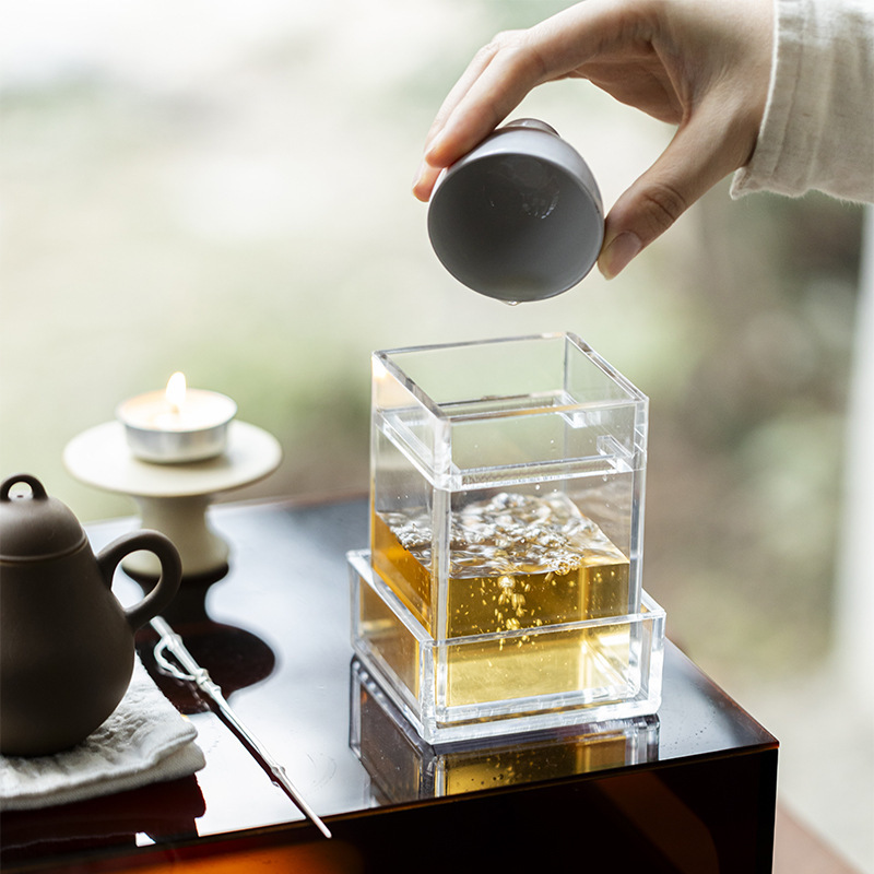 Thùng xỉ trà acrylic Jianshui mới, chậu nước trong suốt, cốc rửa trà, phụ kiện trà đạo, thùng xỉ trà, nhà máy bán hàng trực tiếp