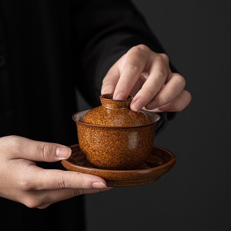 Bát trà Gốm Sứ Cổ Điển Thủ Công Kiểu Nhật, cốc trà, bát có nắp tam tài gia dụng, dụng cụ pha trà Kung Fu