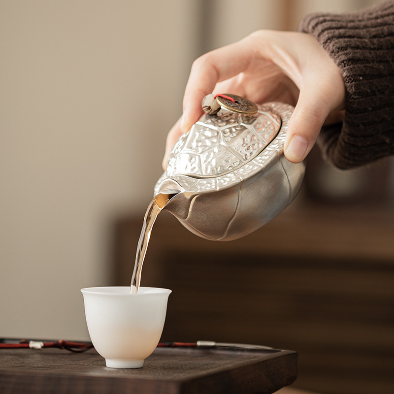 Ấm trà thế giới giàu có mạ bạc sáng tạo dụng cụ pha trà Kung Fu gốm cổ điển gia dụng hộp quà ấm trà đơn cỡ nhỏ