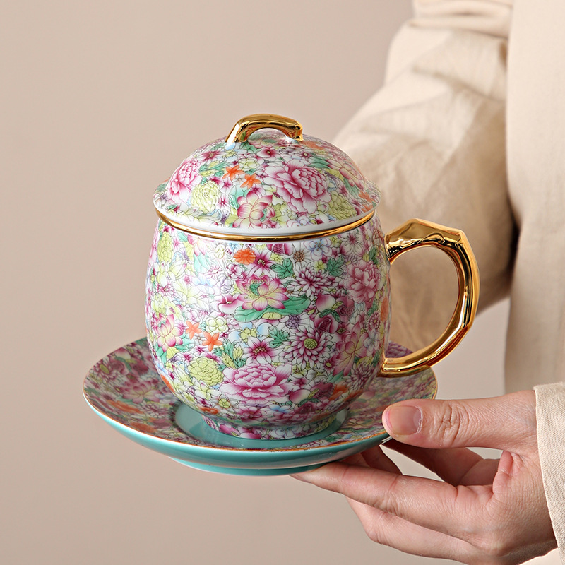 Cốc pha trà cao cấp cốc cá nhân gốm sứ chuyên dụng cho nữ tách trà văn phòng có giá trị cao sang trọng