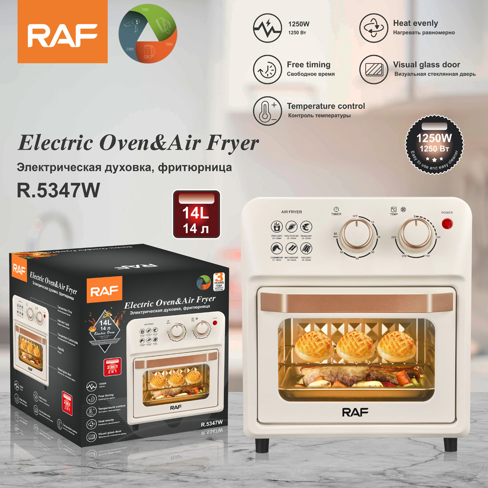 Lò nướng điện RAF tiêu chuẩn Châu Âu 12L đa chức năng, máy chiên không dầu gia đình, lò nướng thông minh tự động hoàn toàn với tính năng quan sát quá trình nướng