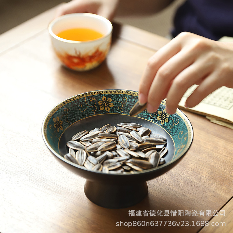 Khay giải khát Thiền kiểu Trung Quốc khay trái cây chân cao khay đồ ăn nhẹ Bàn cà phê phòng khách gia dụng đồ ăn nhẹ trái cây sấy khô