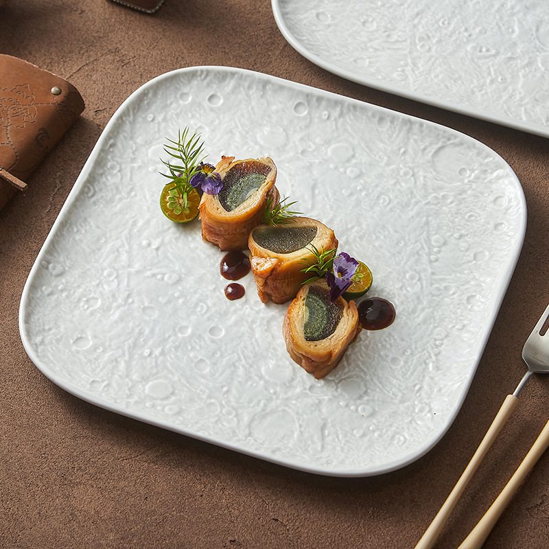 Đĩa đồ ăn phương Tây bằng gốm đơn giản Đĩa bít tết Đĩa món ăn gia dụng Bộ đồ ăn khách sạn thương mại cao cấp Đĩa bánh ngọt phương Tây