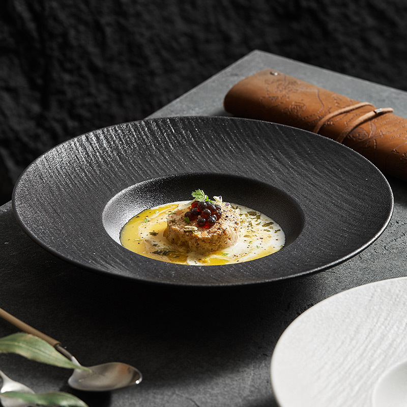 Đĩa mũ rơm đá cát lún, đĩa súp dày, bộ đồ ăn đơn giản nhẹ nhàng sang trọng cao cấp, đĩa mì ống gốm sứ, đĩa ăn tây, đĩa salad