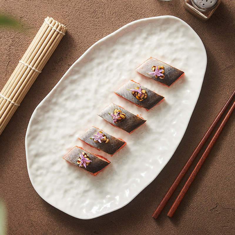Đĩa gốm đá, đĩa gia dụng, đĩa ăn phương Tây đặc trưng sáng tạo, đĩa bánh ngọt, đĩa chấm điểm, đĩa hình bầu dục, bộ đồ ăn khách sạn