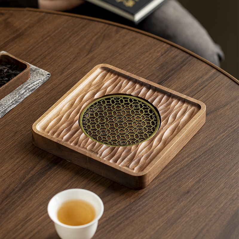 Bán buôn ấm bằng gỗ nguyên khối, bàn pha trà ướt, khay đựng nước giả gỗ vuông, khay đựng trà, khay đựng trà, khay đựng trà Kung Fu