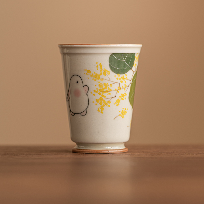 Cốc chủ nhân Moon Rabbit Ngửi Hương Cốc trà vẽ tay gốm sứ Trung Quốc Cốc đơn trà gia dụng cao cấp Bộ trà Kung Fu Cốc trà