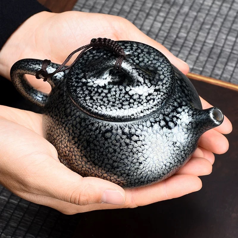 Ấm đun nước Trăm hoa cổ điển Ấm trà Jianyang Jianzhan Bộ trà Ấm trà gốm sứ gia dụng thủ công Ấm pha trà lốp sắt cỡ lớn