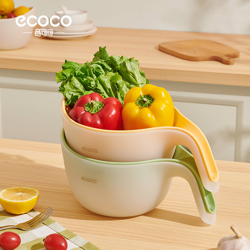 Chậu rửa rau, giỏ thoát nước, bếp gia dụng, giỏ rửa rau hai tầng, chậu lọc, đĩa rửa nước, đồ tạo tác vo gạo đa năng