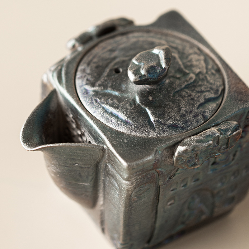 Bình báu vật hang động vuông mạ bạc sáng tạo gốm sứ cổ điển pha trà đơn tách trà chủ nhân cốc trà hộp quà