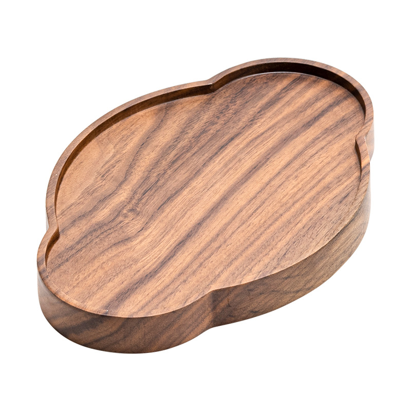 Đĩa thu hải đường gỗ óc chó mới, đĩa pha khô, tấm ấm trà, tấm lót bàn pha khô, khay trà, khay trà, ấm nhỏ