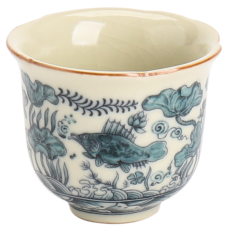 Phong cách thủy triều quốc gia, cốc hoa văn tảo cá lò Song Ru, cốc trà Kung Fu gốm sứ, cốc trà, cốc chủ nhỏ, cốc đơn