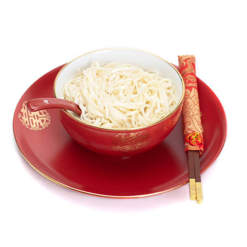 Bát mì cưới bát hỷ cỡ lớn đổi miệng màu đỏ vàng Hỷ canh ngọt bát đũa cốc phụ nữ mới cưới Bộ đồ dùng