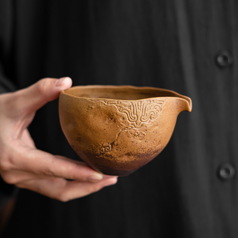 Ly trà gốm thô bùn đá cũ tráng men nước sốt Bộ trà Kung Fu kiểu Nhật Bộ trà đạo Biển Trà